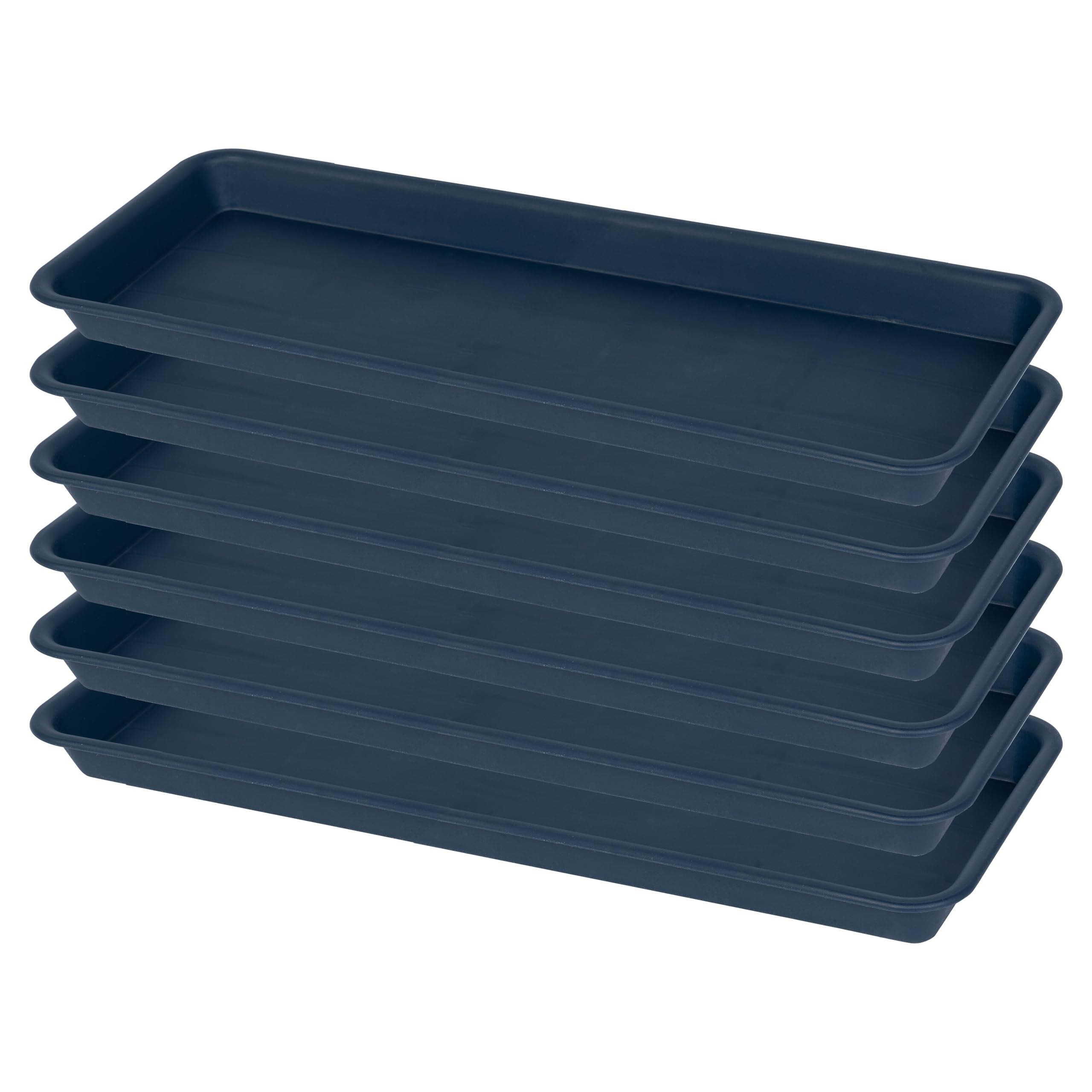 VUWEZ 6 Pack Plastic Plant Tray Saucer Rectangular, Heavy Duty Planter Saucers for Indoors, Plant Water Drip Trays for Flower Pot Planter, Windowsill Pot Tray, Seed Starting Growing Trays
