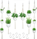 6 Pieces Macrame Plant Hangers with 6 Hooks, Different Tiers, Handmade Rope Hanging Planters Set Flower Pots Holder Stand Hanging Plant Holder for Indoor Outdoor Boho Home Decor (Creamy White)