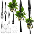 Colingmill 6 Pcs Boho Macrame Plant Hanger with Small Plastic Pot Hanging Plant Holder Wall Planter Propagation Station Include Hooks Kit for Indoor Home Garden Office Decor 3 Size (White)