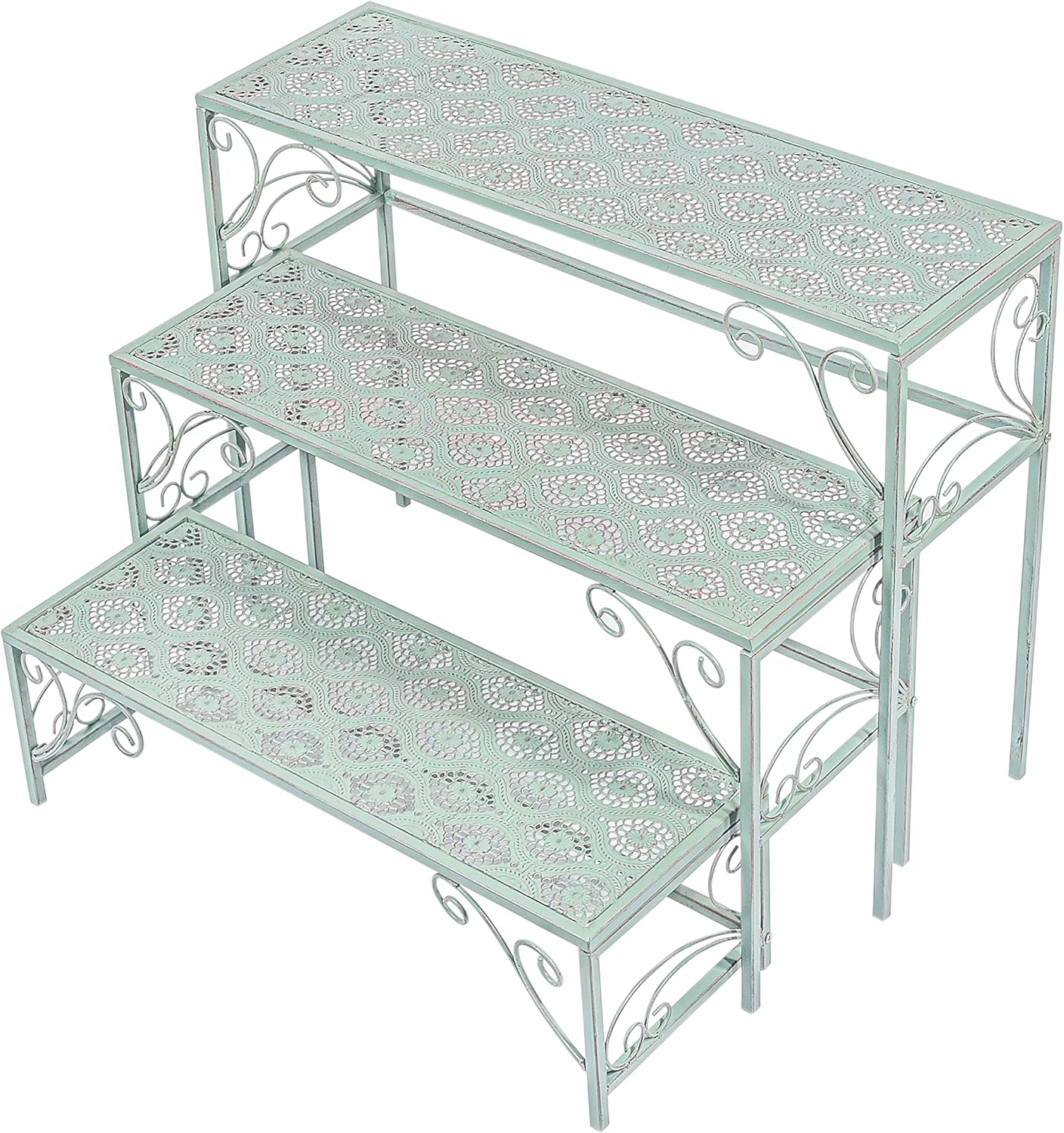Sungmor Metal Plant Stand - 3 Tier Foldable Ladder Planters Display Shelf - Multiple Plants Flower Pots Vases Storage Organizer - Indoor Outdoor Multi Tiered Plant Rack for Garden Balcony Yard