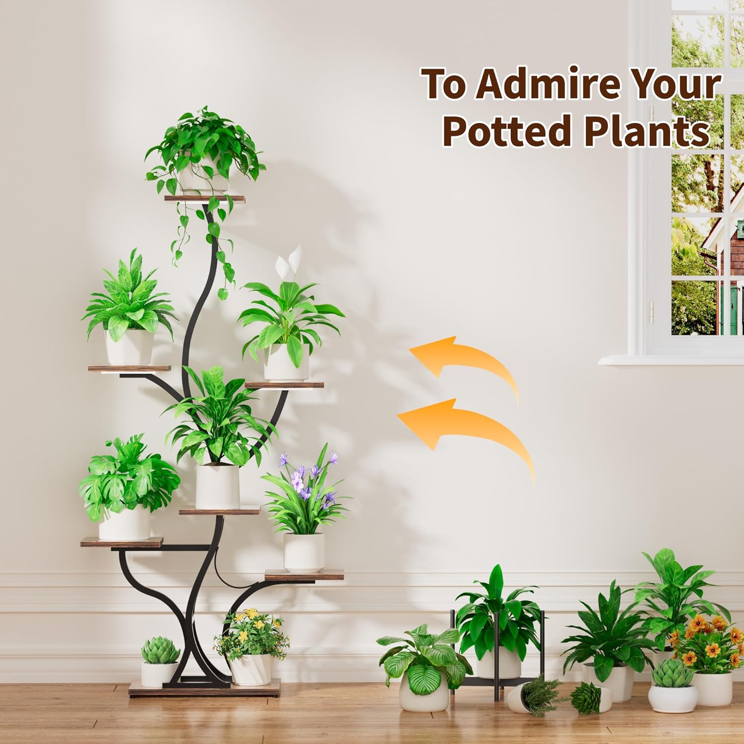 Plant Stand Indoor with Grow Lights - 59" Tall Plant Shelf Indoor, 7 Tiered Corner Plant Stands for Pots Plants Multiple, Metal Large Flower Holder Display Rack for Living Room, Home Decor Patio