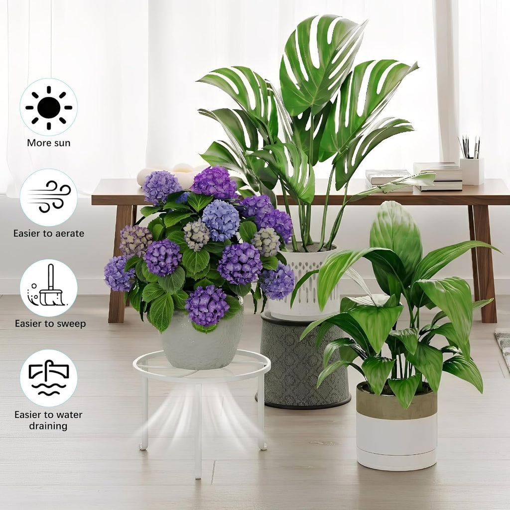 5 Pack Metal Plant Stand Indoor Outdoor Low Corner Plant Stand Heavy Duty Rustproof Iron Round Supports Rack for Planter Flower Pot Rack Display Shelf