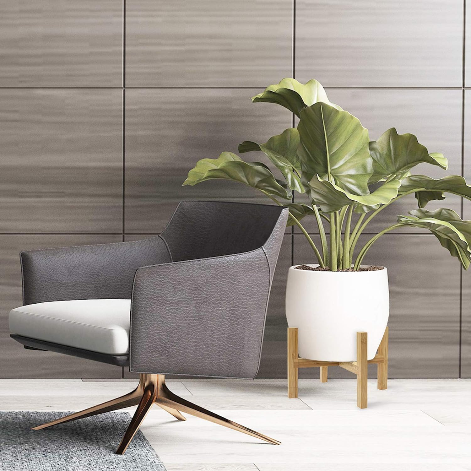 DAORFAA Bamboo Plant Stand, Flower Potted Holder, up to 8 Inch Pot - Nature, Mid Century Modern (Pot Not Included) (1 Pack)