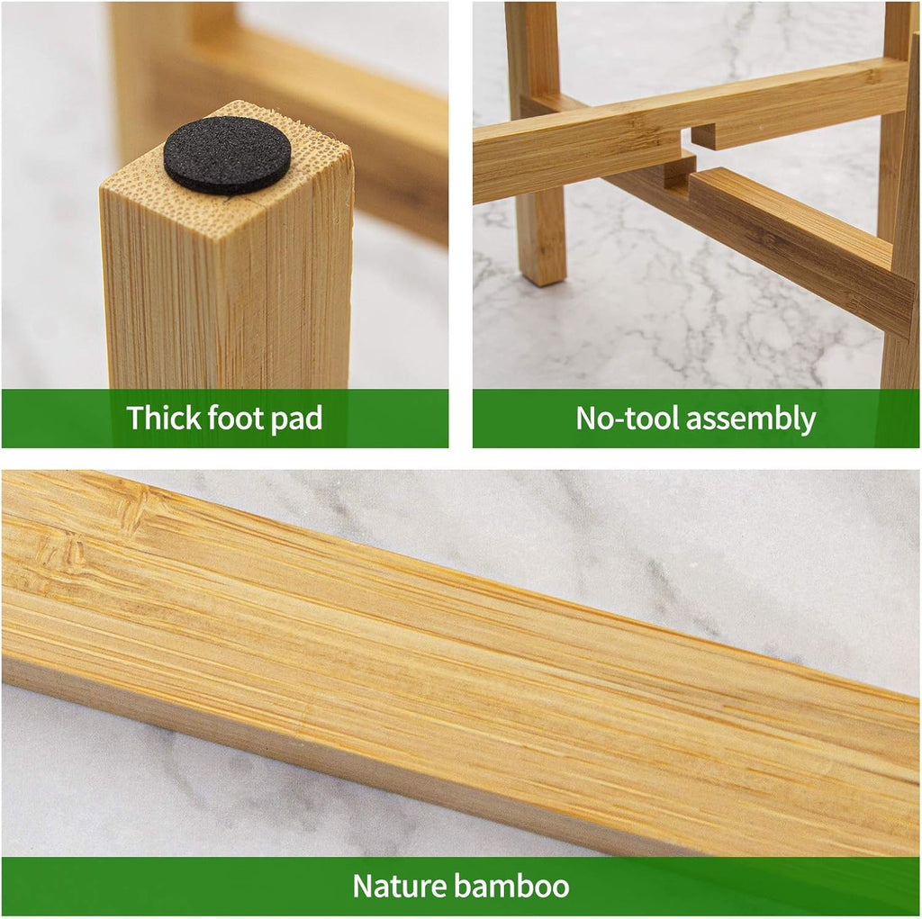 DAORFAA Bamboo Plant Stand, Flower Potted Holder, up to 8 Inch Pot - Nature, Mid Century Modern (Pot Not Included) (1 Pack)