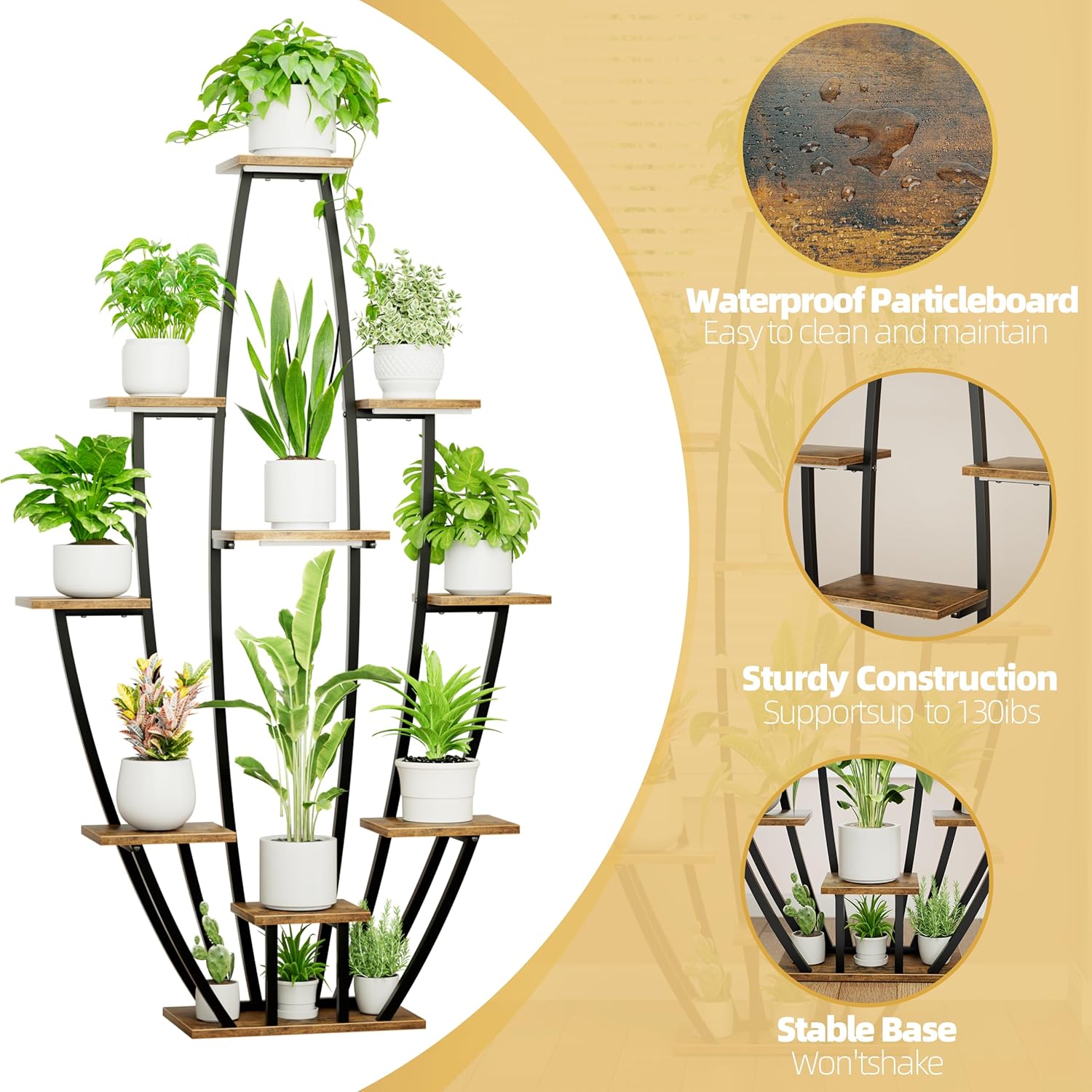 Plant Stand Indoor with Grow Lights - 10 Tiered Tall Plant Shelf Indoor, 59" Large Plant Stands for Indoor Plants, Metal Corner Flower Holder Rack Display for Living Room Patio Garden Balcony Home