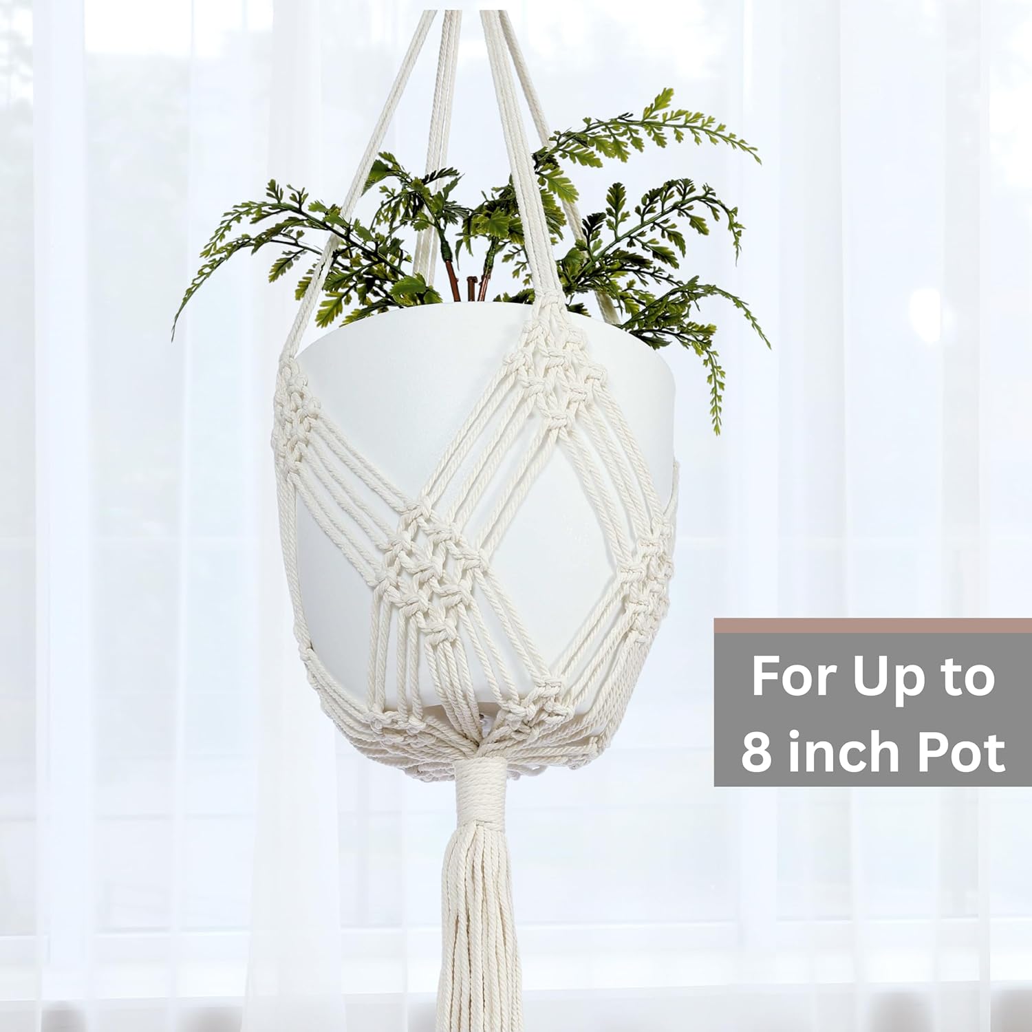2 Pack Macrame Planter Hanger for up to 8" Pot, Indoor Hanging Planter | Plant Hanger Indoor, Hanging Plants Holder Basket | No Plant or Pot Included
